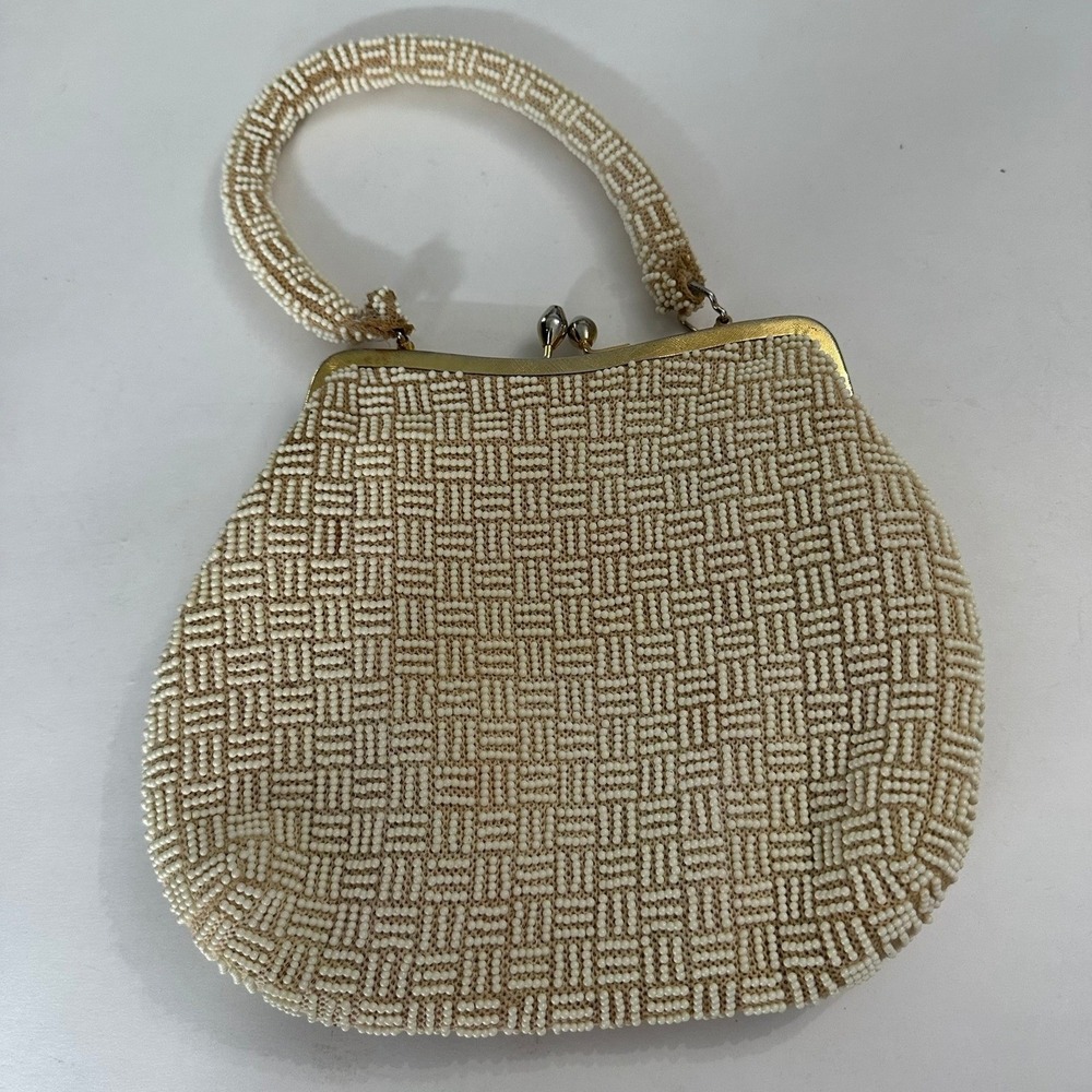 Womens Vintage MCM Beaded Handbag Purse Artisan Glam Old Hollywood Formal